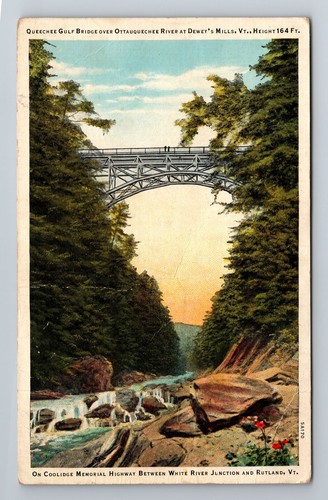 Rutland VT-Vermont, Queechee Gulf Bridge, Antik, Vintage Souvenir Postkarte