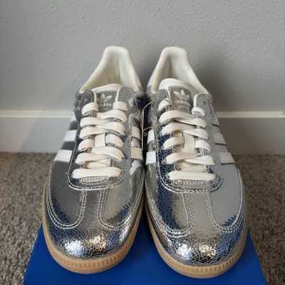 Adidas Samba OG W Silver Metallic Cracked Leather JR0035 Size 7