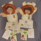 Cabbage Patch Kids Girl Twins 16in Dolls 1984 Brown Pigtails Brown Eyes