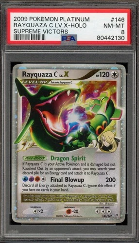 Pokemon Rayquaza C Lv.X Supreme Victors Holo Ultra Rare #146 PSA 8