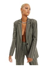 DANIELLE BERNSTEIN Womens Jacket Blazer Gray Wear To Work Herringbone XS