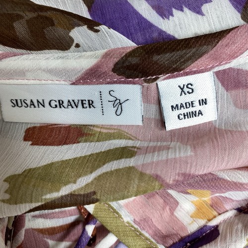 Susan Graver women’s multicolor Size XS semi sheer chiffon tunic Pin tuck - Picture 17 of 20