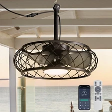 20'' Outdoor Ceiling Fan with Lights Remote Control, Outdoor Ceiling Fans wit...