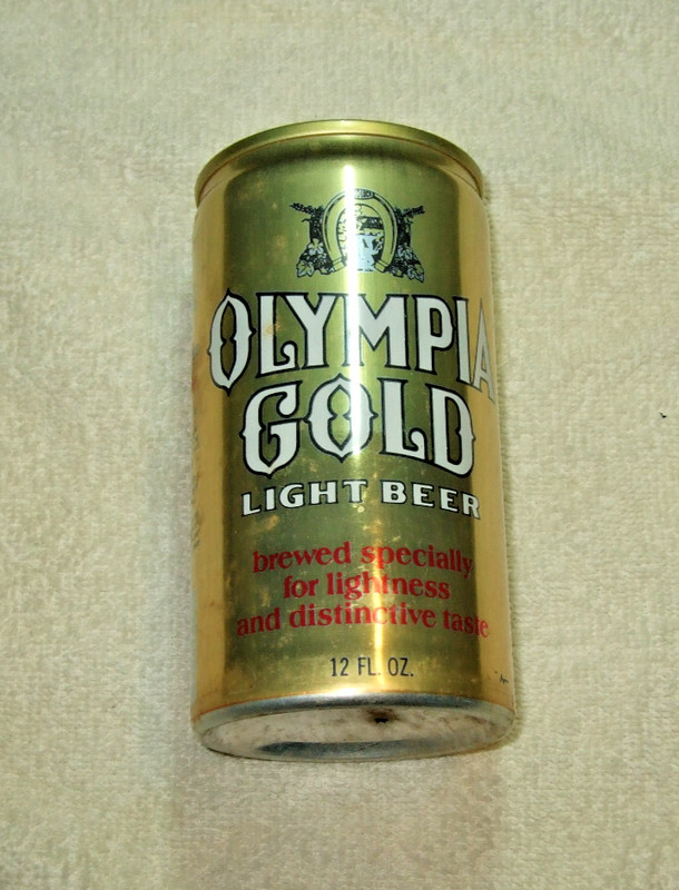 Olympia Gold Light Beer Can Opened from the bottom Aluminum 12 oz.