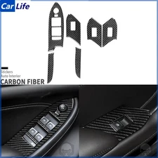 Real Carbon Fiber Interior Window Lift Switch Panel Cover For Cadillac CTS 14-19