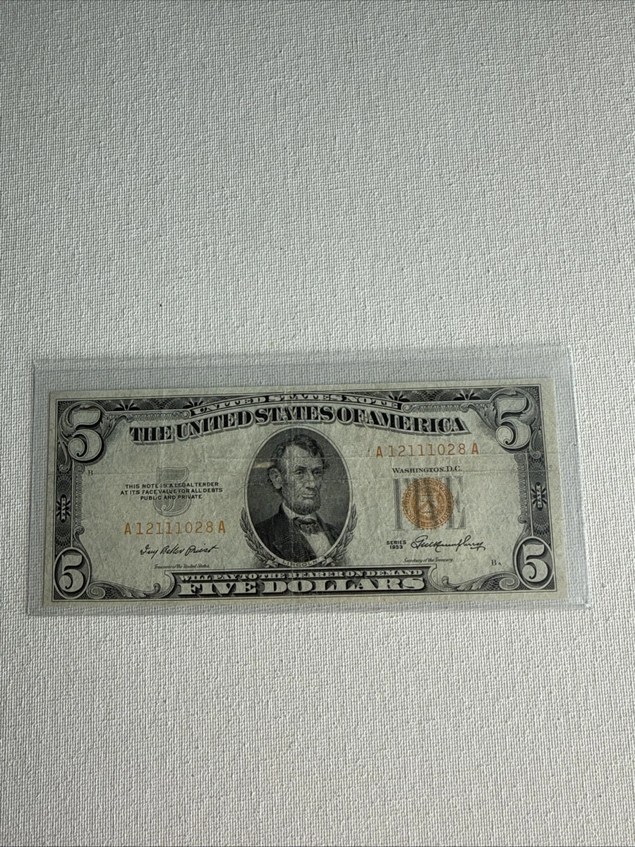 Uncirculated Uncertified $5 US Small Size Paper Money Notes for