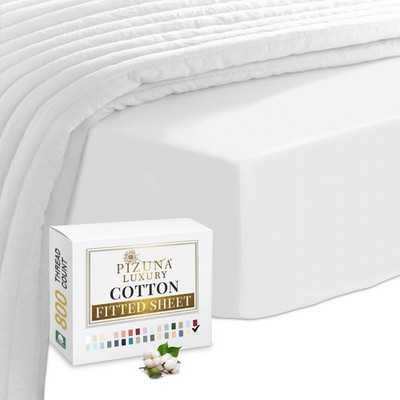 Pizuna Luxus Baumwolle King Size Spannbettlaken - (160x200), weiß 