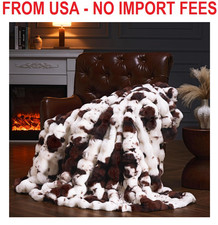 Faux Fur Throw Blanket for Couch, Fluffy Fuzzy Plush Bubble Blanket, Soft Warm C