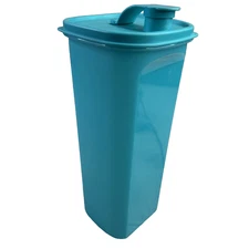 Tupperware 2 Liter Slim Line Square Teal Blue Juice Pitcher 5772D-3