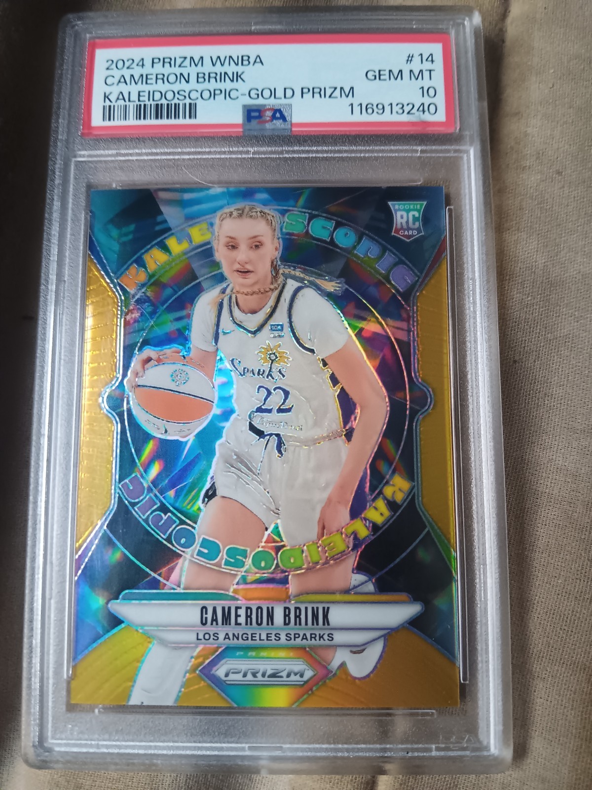 2024 PANINI PRIZM WNBA KALEIDOSCOPIC GOLD PRIZM #14 CAMERON BRINK 6/10 PSA 10