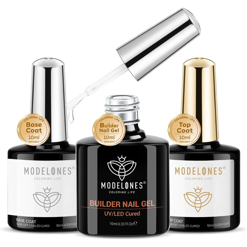 MARKENLOS 8 in One Builder Gel und Base Coat Top Coat Set, 3 PCS Gel Nagellack,Gel Nail