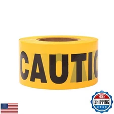 TopSoon Barricade Ribbon CAUTION Tape Yellow 3" x 1000' Roll Non-Adhesive