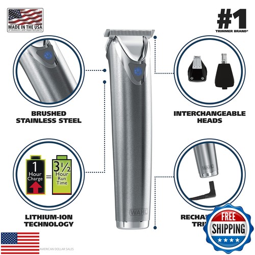 Wahl USA Stainless Steel Lithium-Ion Cordless Beard Trimmer for Men - Recharg - Picture 3 of 5