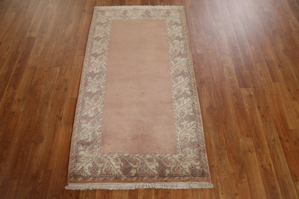 Alfombra oriental nepalí contemporánea con bordes de 3'x5' alfombra de lana de felpa anudada a mano Foto 2 de 4