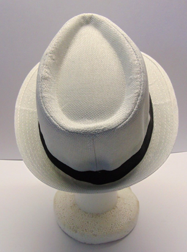 NEW Unisex White Fedora Tweed Like Hat, Black Headband - Picture 3 of 10