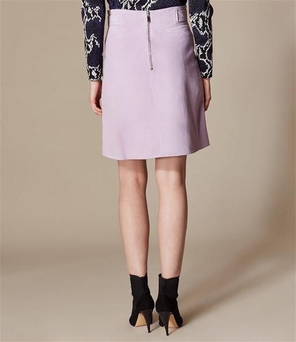 FALDA KAREN MILLEN GAMUZA LILA TALLE ALTO TALLA UK 12 NUEVA CON ETIQUETAS - Imagen 9 de 11