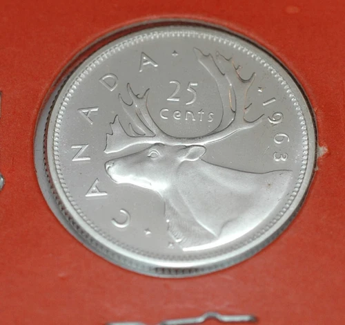 1963 silver Canada proof-like quarter