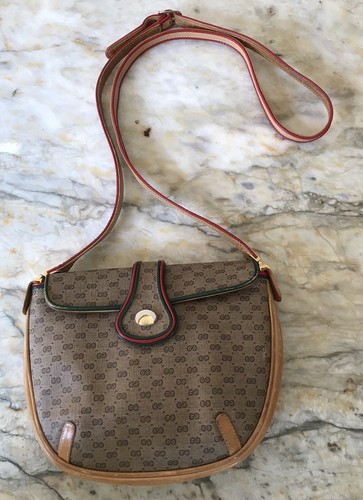 SALE-REDUCED-GUCCI VINTAGE 1980’s MICRO GG PVC LEATHER TRIM HANDBAG!