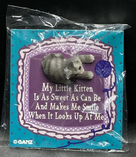 GANZ My Little Kitten Miniature Figurine Striped Gray Kitty Cat Poem Card NEW - Picture 6 of 10