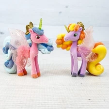 Lil' Flockers Unicorn 3.5" Figure Set of 2 Pink w Blue & Purple w Yellow Orange
