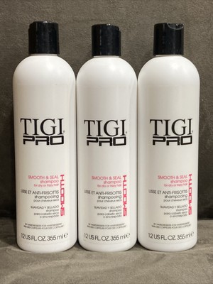 (3) PACK!!! TIGI PRO ( SMOOTH & SEAL ) SHAMPOO FOR DRY OR FRIZZY HAIR 12 OZ EACH