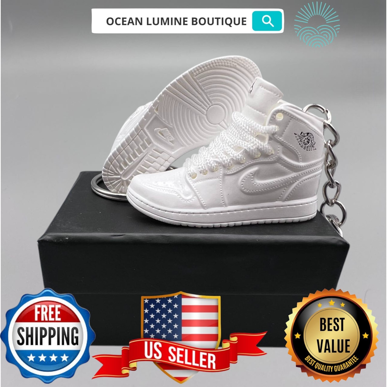 Air Jordan 3D Mini Sneaker Keychain, Basketball Sneaker Collectible, Box Options