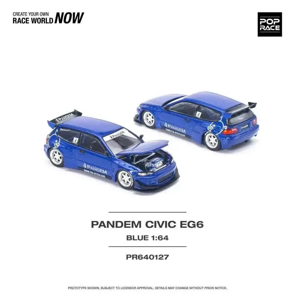 Pop Race 1:64 Pandem Honda Civic EG6 v1.5 METALLIC BLUE