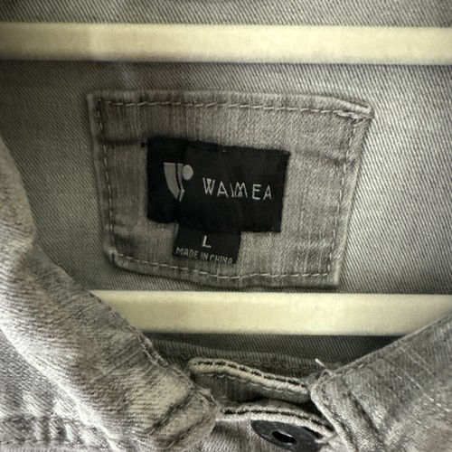Waimea Denim Jacket Size Large Grey Studded Silver Crosses with Black Wings - Picture 7 of 14