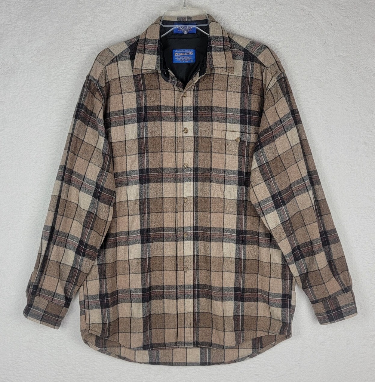 Pendleton Wool Plaid Elbow Patch Button Shirt Men… - image 1