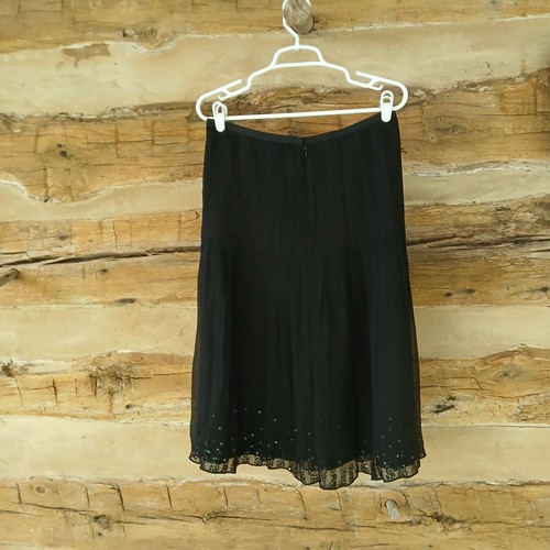 J. Crew Vintage Women's Skirt A Line Midi Lined Sequin Accents Silk Black Size 6 - Picture 5 of 8