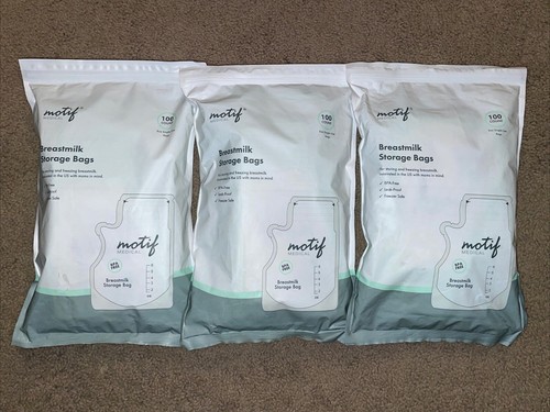 Lot Of 300 Motif Medical 8oz Breast Milk Storage Bags: 3 Packages - New Sealed