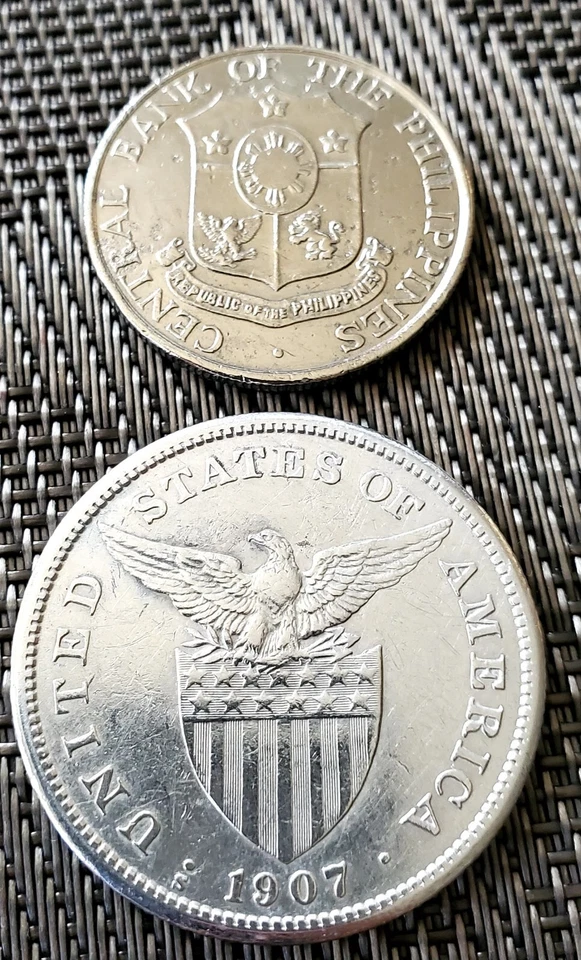 1907-s One Peso US-FILIPINAS Coin & 1964 50cents Central Bank Of The Philippines - Image 2 of 4