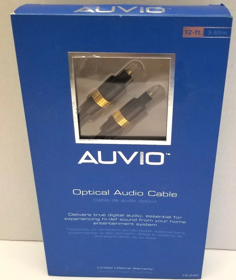  Cable de audio óptico Auvio de 12 pies - Nuevo en caja - 2 juegos Foto 4 de 4