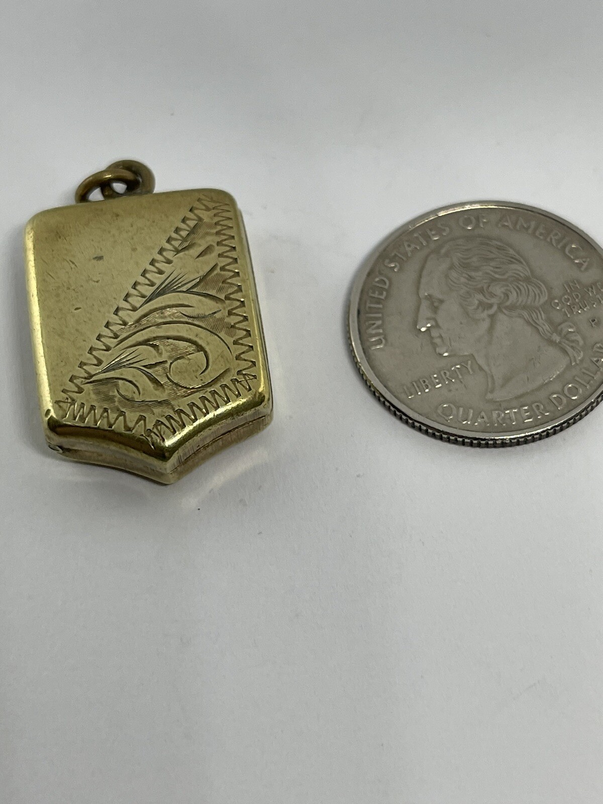 Antique Edwardian 5 Sided Rectangular Goldtone Br… - image 10