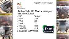 Mitsubishi SF Motor 18.5 kW ,1180 RPM - Industrial Strength, Great Condition