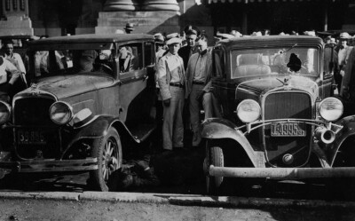 1930's Get Away Cars Shot Up Mafia Crime Boss vintage photo reproduction  119