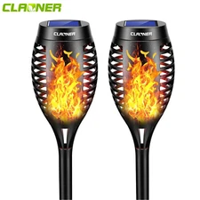 Flickering LED Solar Power Flame Torch Light Outdoor Garden Yard Waterproof Lamp
