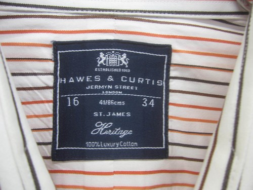 EUC! Hawes & Curtis Dress Shirt Hastings striped cotton french cuff sz 16-34 - Picture 2 of 4