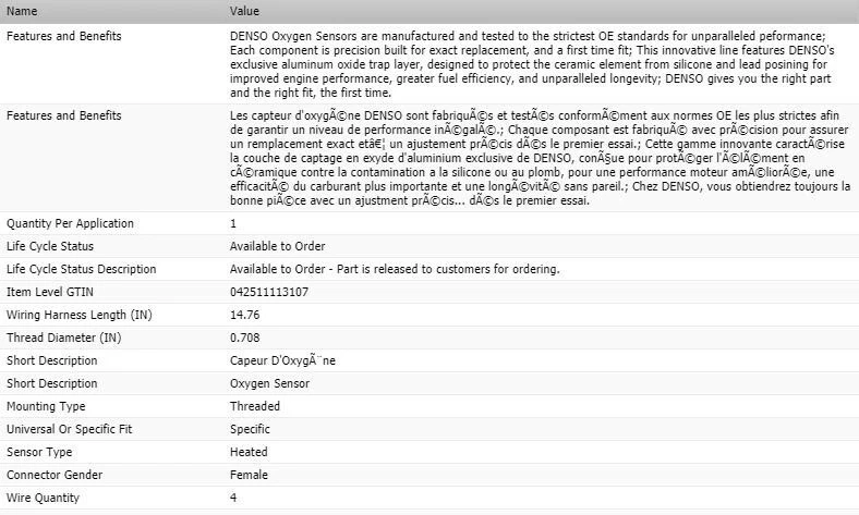 Sensor de oxígeno nuevo Denso aguas abajo para SAAB 9-7X L6-4,2 L 2007-2009 Foto 2 de 4