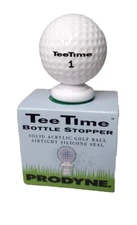 1996 Tee Time Solid Acrylic Golf Ball Wine Bottle Stopper Airtight Silicone Seal