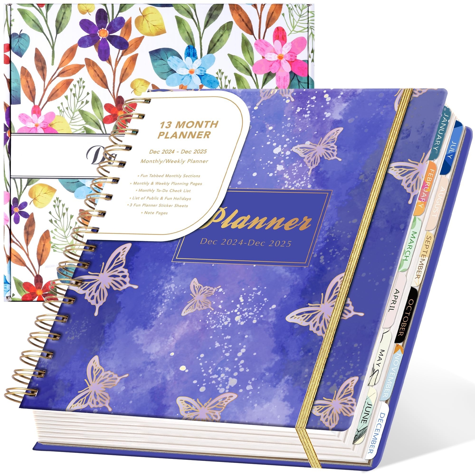 2025 Hardcover Planner Weekly and Monthly Dec 2024–Dec 2025 Large Spiral Boun...