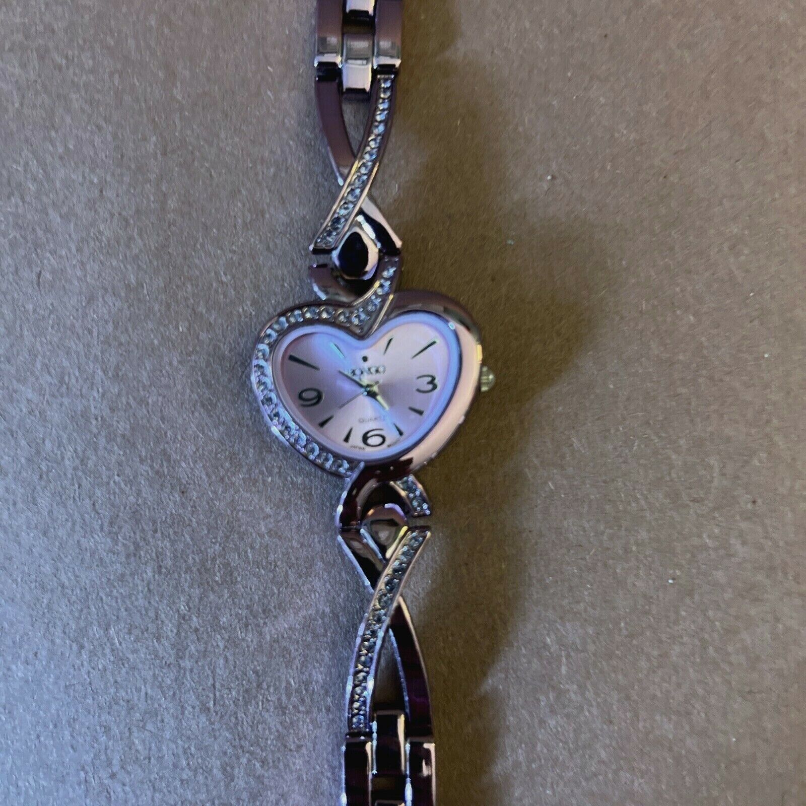 Bongo Metallic  Lavender Heart Watch with Rhinestones