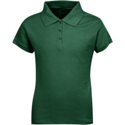 PREMIUM WEAR Junior Girl Polo Shirt, Hunter Green Size Small Short Sleeve Polo