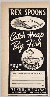 1947 Print Ad Rex Spoons Fishing Lures Weezel Bait Co. Cincinnati,Ohio
