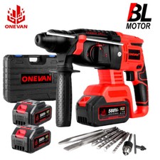 2 Batteries + Cordless Hammer Drill SDS Rotary Heavy Duty Electric Impact Hammer