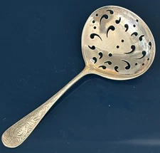 SS Victorian Sugar Caddy Nut Tea Caddy Pierced Spoon Hallmarked ALVIN Free Ship