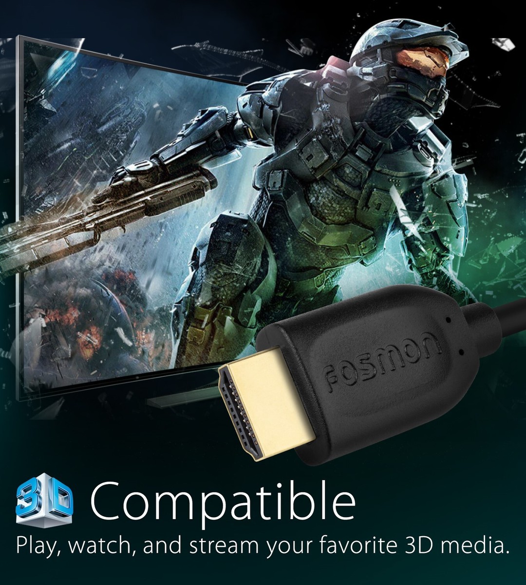 Cavo HDMI 15 Piedi 30AWG Alta Velocit&agrave; Fosmon Per HDTV, PS4, Xbox One, Switch &ndash; Nero