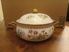 Regency Enamelware Dutch Oven Pan/Lid Casserole 2 Qt Floral Brass Handles Vtg