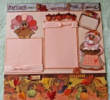 THANKSGIVING 2-page scrapbook layout;Home;Blessings;Gratitude;Autumn;Pilgrim