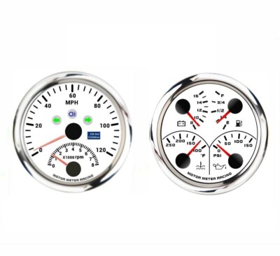 W PRO 85mm 2 Gauge Set GPS Speedometer Tachometer 120 MPH 4 IN 1 Multi-Function